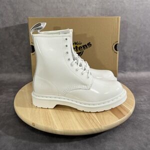 Dr Martens 1460 Mono Patent Lamper Leather Boots 26728 Women’s 7 White Shoes
